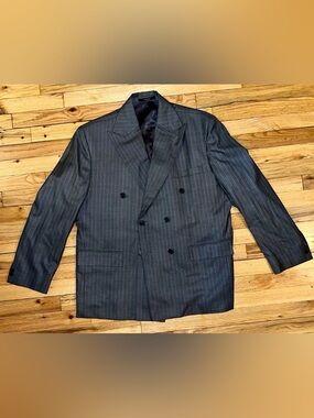 Custom Gray Pinstripe STUDIOSUITS Wool Suit. 44 Chest. 40 Pants. 40s Style.